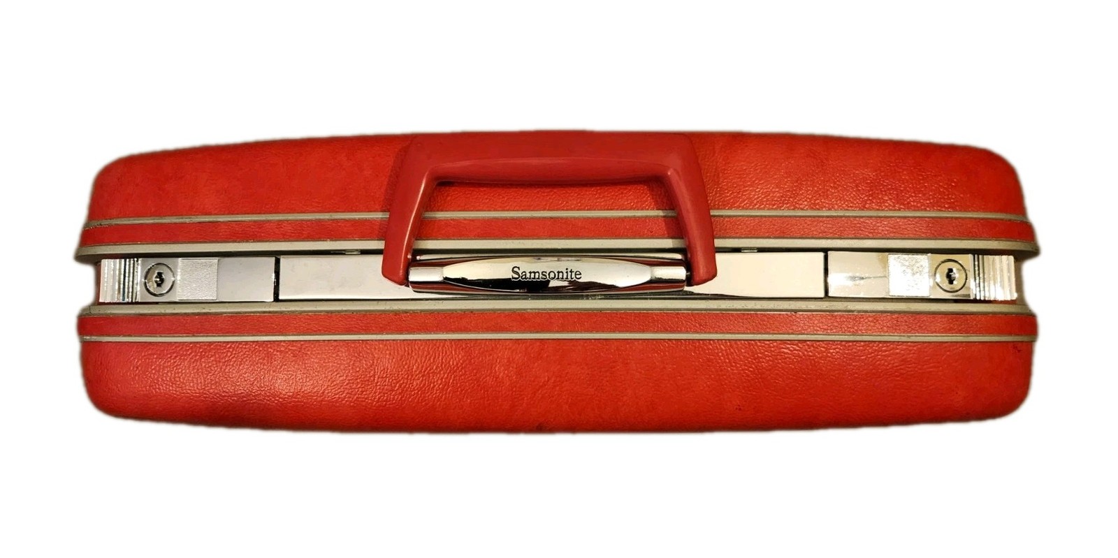 Vintage Samsonite Silhouette Suitcase Hardcover Carry On Red with Key 20x15x8 