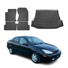 Fußmatten & Kofferraumwanne Set für Ford Focus mk1 1998-2004 Limo TPE Schwarz 5x