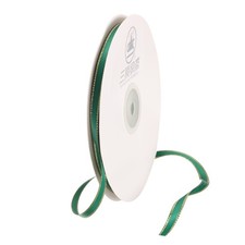 50 Yards 1/4 Inch Green Satin Ribbon Polyester with Gold Edge, 1 Roll