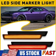 4x Smoked Front Rear LED Bumper Side Marker Light For Dodge Challenger 2015+ EAC