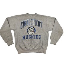 Vintage Connecticut Huskies Gray Crewneck Sweatshirt Size L or XL READ No Tags