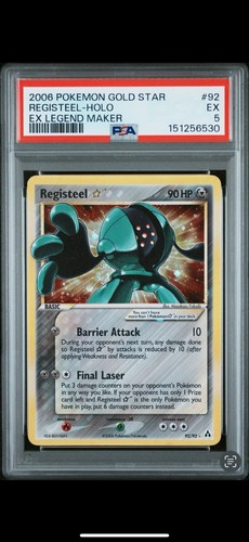 2006 REGISTEEL HOLO 92/92 GOLD STAR LEGEND MAKER POKEMON PSA 5