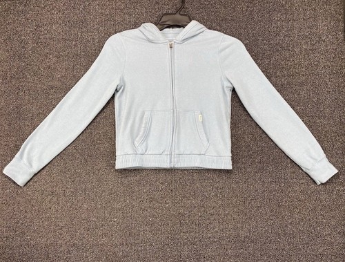 Abercrombie Kids Zip Hoodie Size 13/14 Light Blue Full Zip Ribbed Hem Pockets