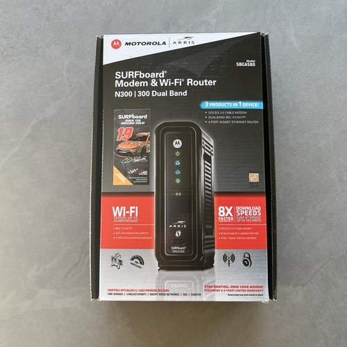 ARRIS SURFboard SBG6580 DOCSIS 3.0 Cable Modem/ WiFi N300 2.4Ghz + N300 5GHz D - Picture 1 of 6