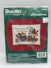 NWT Bucilla Gallery of Stitches Cross Stitch Kit Christmas Hanging Pillow 33194