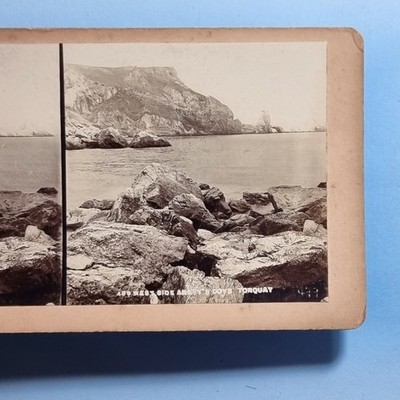 Torquay Stereoview 3D um 1880 Echtfoto Devon Westseite von Ansty's Cove