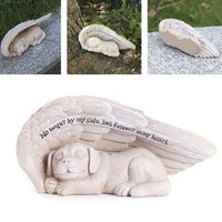 Haustier Denkmal Garten Dekoration Harz Hund Ornament Engel Statue Outdoor Use