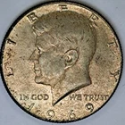 1969-D Kennedy Half Dollar 40% Silver U.S Coin Free Shipping #SA38