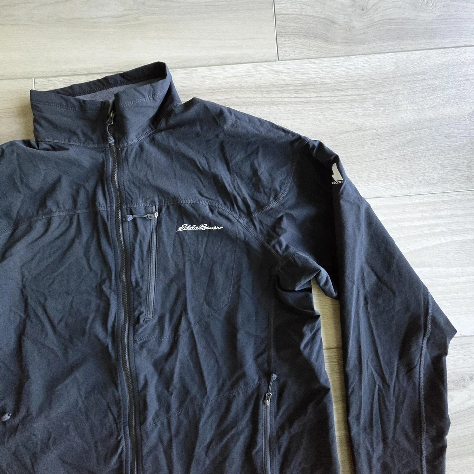 Jaqueta Eddie Bauer Masculina Grande Alta Preta Primeira Subida Capa Macia Zíper Completo Tech - Imagem 3 de 4