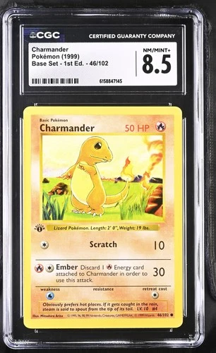 CGC 8.5 Charmander 46/102 Base Set 1st Edition Shadowless Pokemon Card