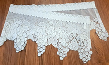 Vintage White Lace Window Valance Grapes Vineyard Wine Scalloped 58x15