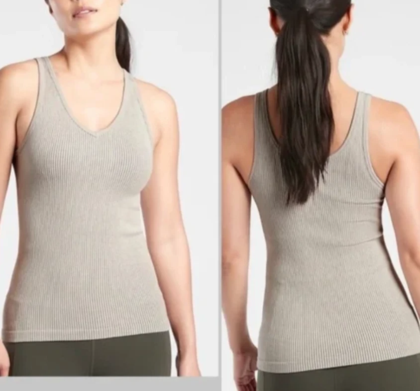 Athleta Ribbed Recharge Tank Top Athletic S 4 6 Grey 657688 LN