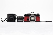 MINT Red Olympus OM-1 SLR 35mm Film Camera 35mm F/2.8 Lens JAPAN 707