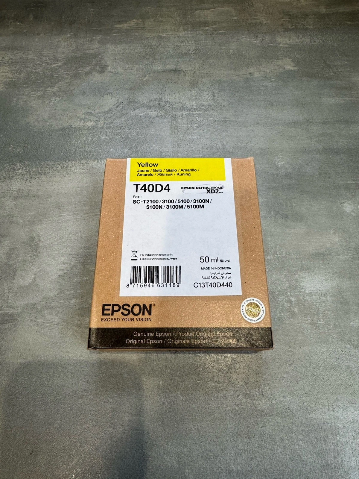 Genuine Epson T40D4 Yellow Cartridge 50ml Expiry 2027 Brand New