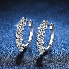 14K White Gold Plated 2Ct Round Cut Lab Created Diamond Women's Hoop Earrings