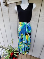 Donna Morgan Black Multicolored Printed Pleated Bottom Dress, Size 0