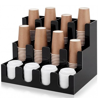 12 Compartment Acrylic Cup Dispenser Organizer and Lid Holder