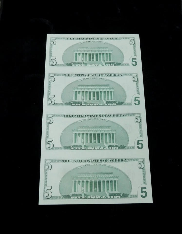 2003 $5 Federal Reserve Uncut Sheet of 4x UNC **STAR** Notes - Image 2 of 4