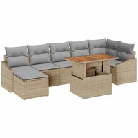 Garten Essgruppe 8-Teilig Mit Kissen Terrasse Balkon Beige Grau