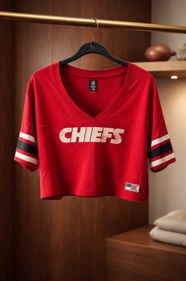 New Era Kansas City Chiefs Women s XL Red Crop Top V-Neck T-Shirt NWT