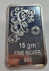 15 Gram .999 Fine Silver Bar Ornate Floral & Tree of Life Design PKB Hallmark