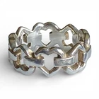 Vintage Sterling Silver Open Heart Chain Ring 925 Interlocking Valentines Love 7