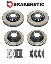 FRONT+REAR BRAKENETIC Premium Drill Slot Brake Rotors+Pagid Pads 56.37140.11