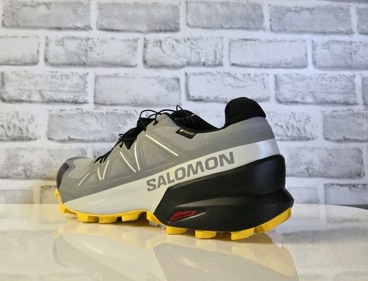 Salomon Speedcross GTX Gore Tex Uomo Pelle di Squalo Grigio Giallo Nero 475692 Taglia 10 5