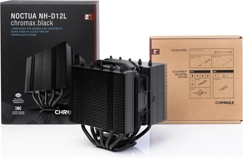 Noctua NH-D12L chromax.black, Low-Height Dual-Tower CPU Cooler (120mm, Black)