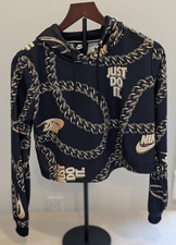 NIKE WOMEN'S CROPPED PRINTED SWEATSHIRT WITH HOOD SIZE SMALL NWOT