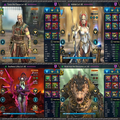 RaidShadowLegend|46Legendary|Taras|Arbiter|Lilitu|Krokmar|43K⚡️