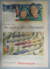 Waterman's Pens Ad: The New "Crusader" Pen from 1947 Size: 11 x 15 inch