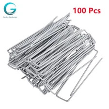 100PCS 6-Inch Landscape Staples Sod Staples Garden Stakes Square Pins Sturdy US