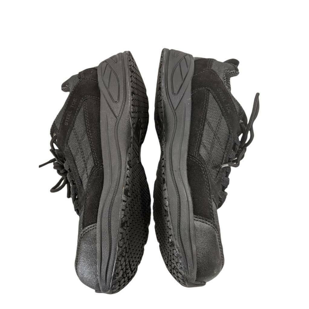 Brahma Mens Adan Work Shoes Black Leather Lace Up Low Top Steel Toe