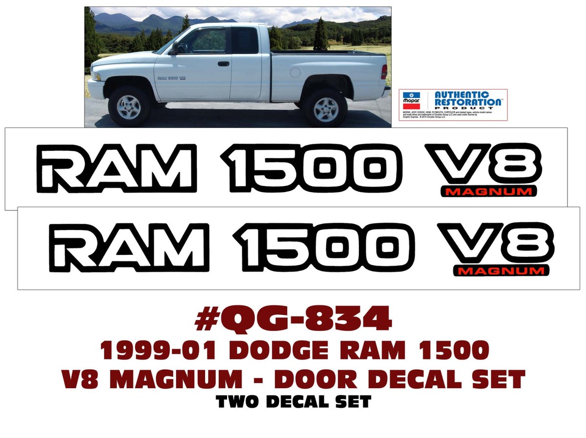 QG-834 1999 2000 2001 DODGE - RAM 1500 V8 MAGNUM - DOOR DECAL SET