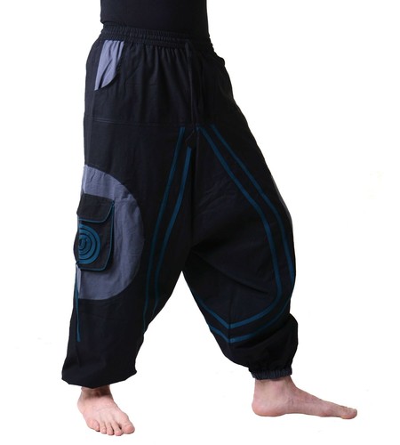 Men's Hippie Harem Pants with Spiral Pattern - Picture 16 of 17