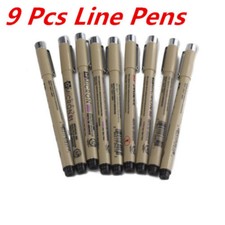 9PCS Black Sakura Pigma Micron Fine Line Pen BR Drawing Set Drawing Ink Pens HTL