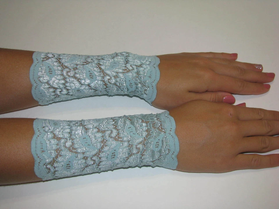 Paar mintgrüne Spitzen Handfesseln, Stretch Spitzenarmbänder-Armbänder-Tattoo Cover - Bild 3 von 4