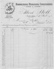 Fattura - Albert Stoll - Bonneterie (Maglieria) ,Merceria,Scarpe A Langres 1905