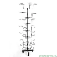 7 Tier Hat Display Retail Hat Rack Hanger Display Stand Rotating 35 Hat +Wheels