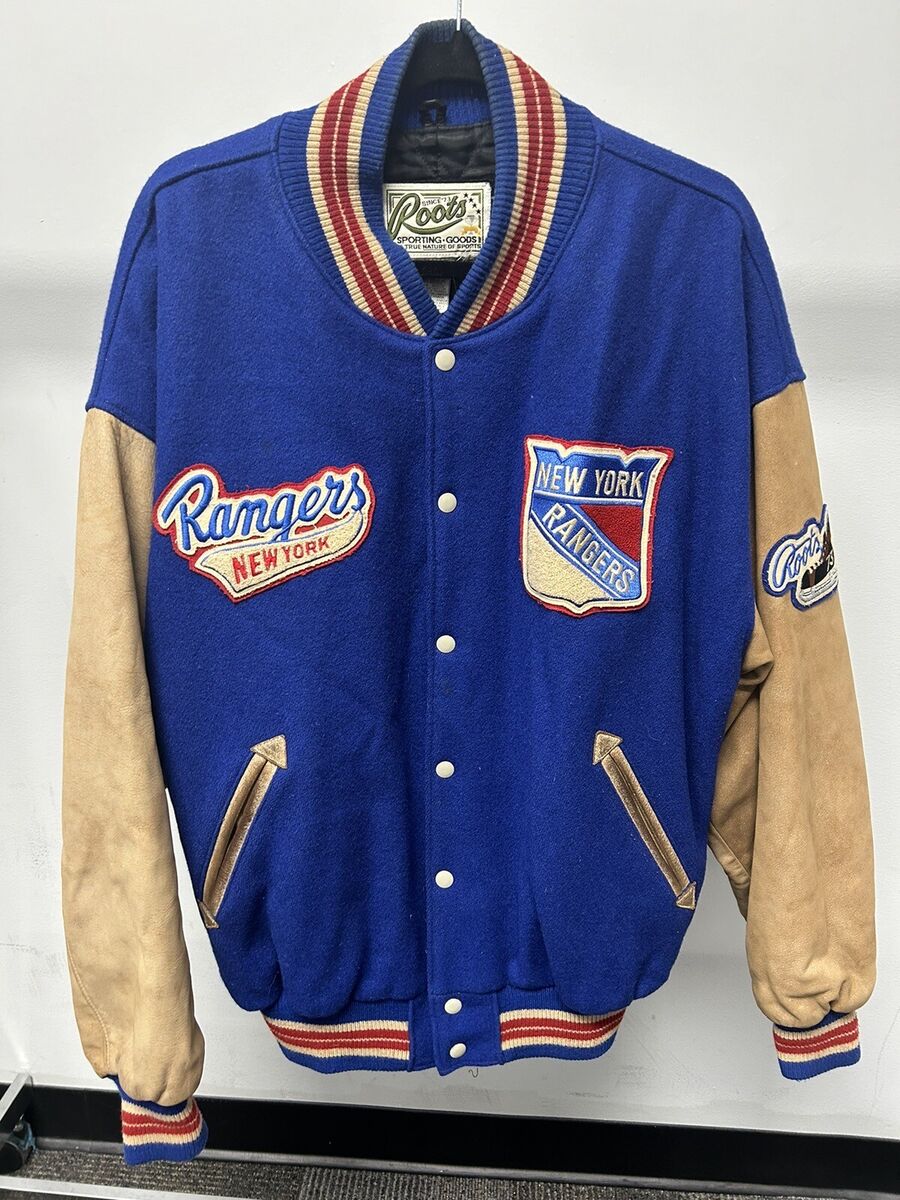 Vintage New York Rangers Varsity Jacket Roots Blue - Size Vintage New York Rangers Varsity Jacket Roots Blue - Size