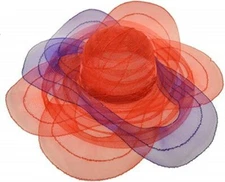 Ladies Red Hat Society Hat-Red & Purple Straw Purple and Red Feathers