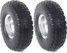 (2-Pack) 4.10/3.50-4" Tire and Wheel 10" Solid Rubber Tires Wagon Wheelbarrow