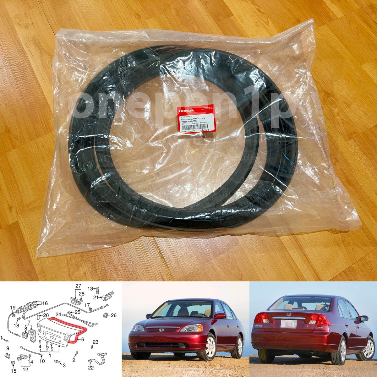 Honda OEM 01-05 Civic Trunk Lid-weatherstrip Seal 74865s5da01 for