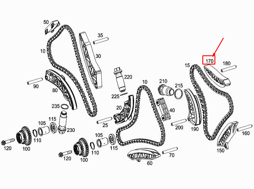 MERCEDES-BENZ E W213 Zentrale Motorketten-Gleitschiene A1770523900