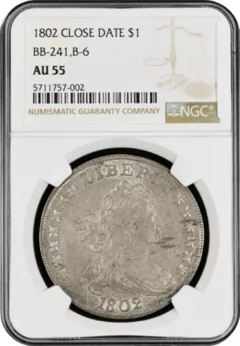 1802 Draped Bust DOLLAR *NGC AU 55* B-6,BB-241 *SUPER FAST FREE SHIPPING!!!