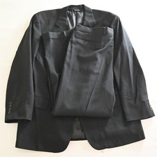 Vtg USA Made 44L 38x30 Navy Blue Stripe Wool Mens Jacket Pants Suit