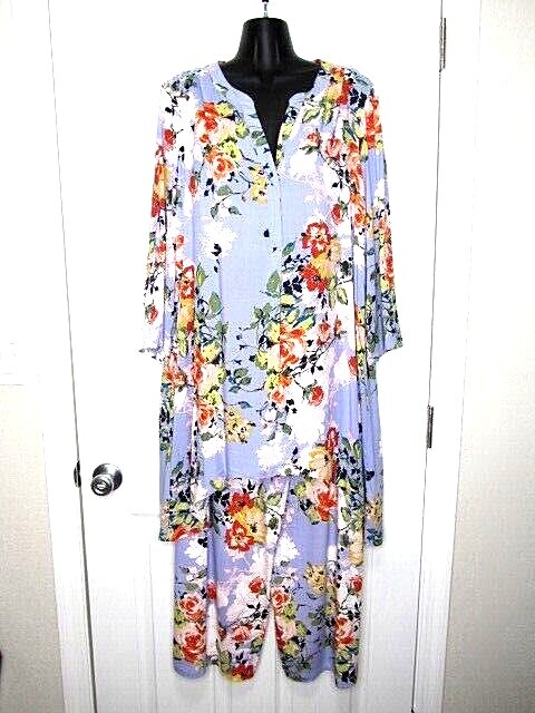 Cupio Blush Women's Pants Suit SZ L Palazzo Tunic Pull On Elastic