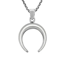 Lunar Eclipse Upside Down Crescent Moon Sterling Silver Pendant Necklace