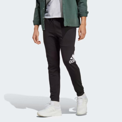 adidas Men Black Essentials Badge of Sport Jersey Tapered Pants (IC9400) XLT/2XL